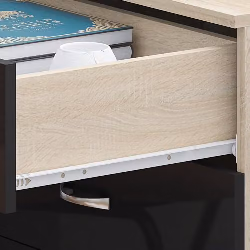 Harmin 4 Drawer Chest in High Gloss Black and Sonoma Oak, H 68.5 cm x W 60 cm x D 40 cm – 3