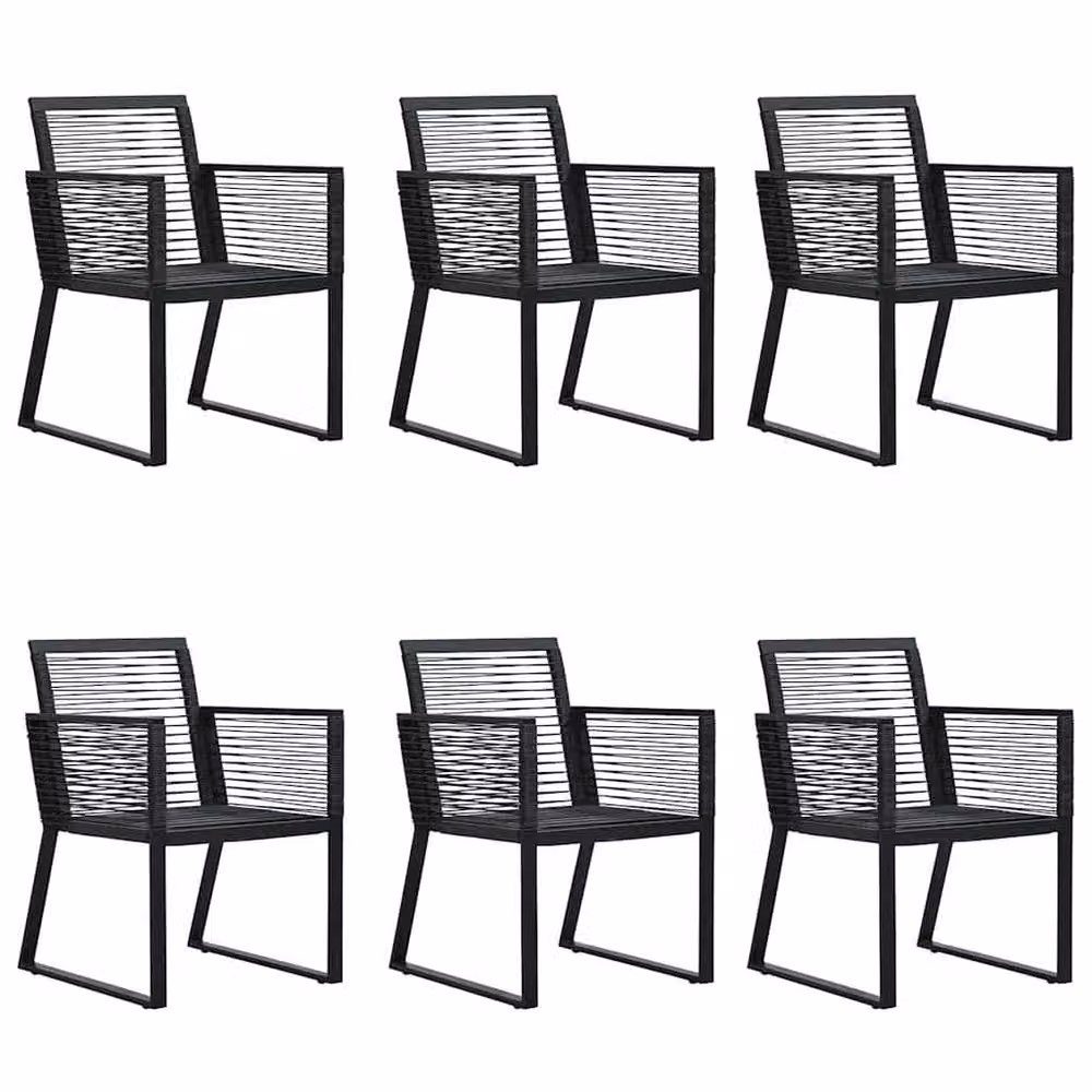 Berkfield Home 7 Piece Black PVC Rattan Garden Dining Set – 3