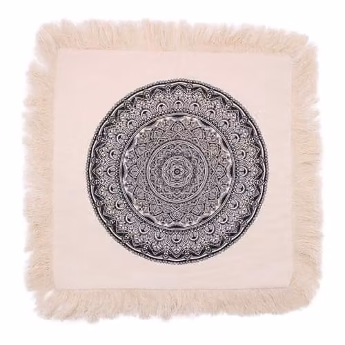 KDMD Mandala Design Geometric Pattern Cotton Cushion Cover, Black and White, W/D/H: 45 x 45 x 45 cm