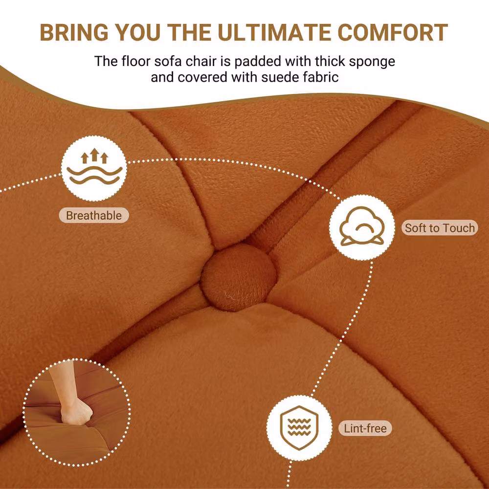 Dprodo Brown Ergonomic Lazy Floor Sofa Couch with Microfibre Fabric and Shredded Memory Foam – 2