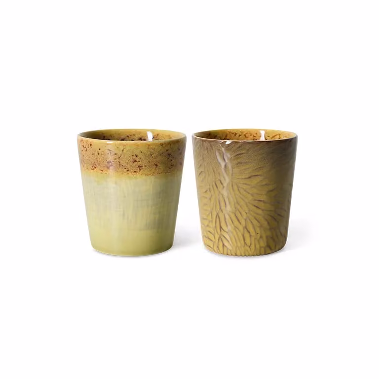HKLIVING Van Gogh Sunflowers Ceramic Coffee Mug Set of 2, Yellow and Green