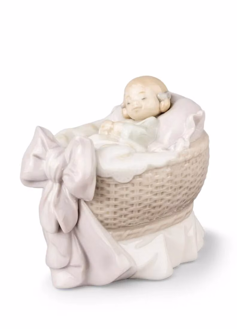 Lladró A New Treasure Girl Porcelain Figurine in White
