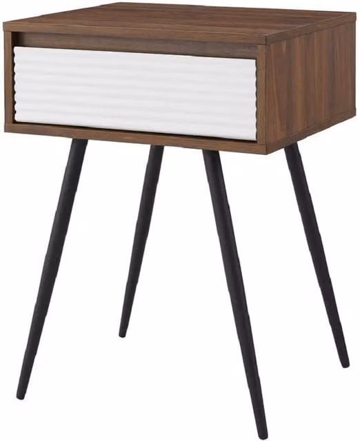 EONLION Fluted Bedside Table with Drawer in Brown