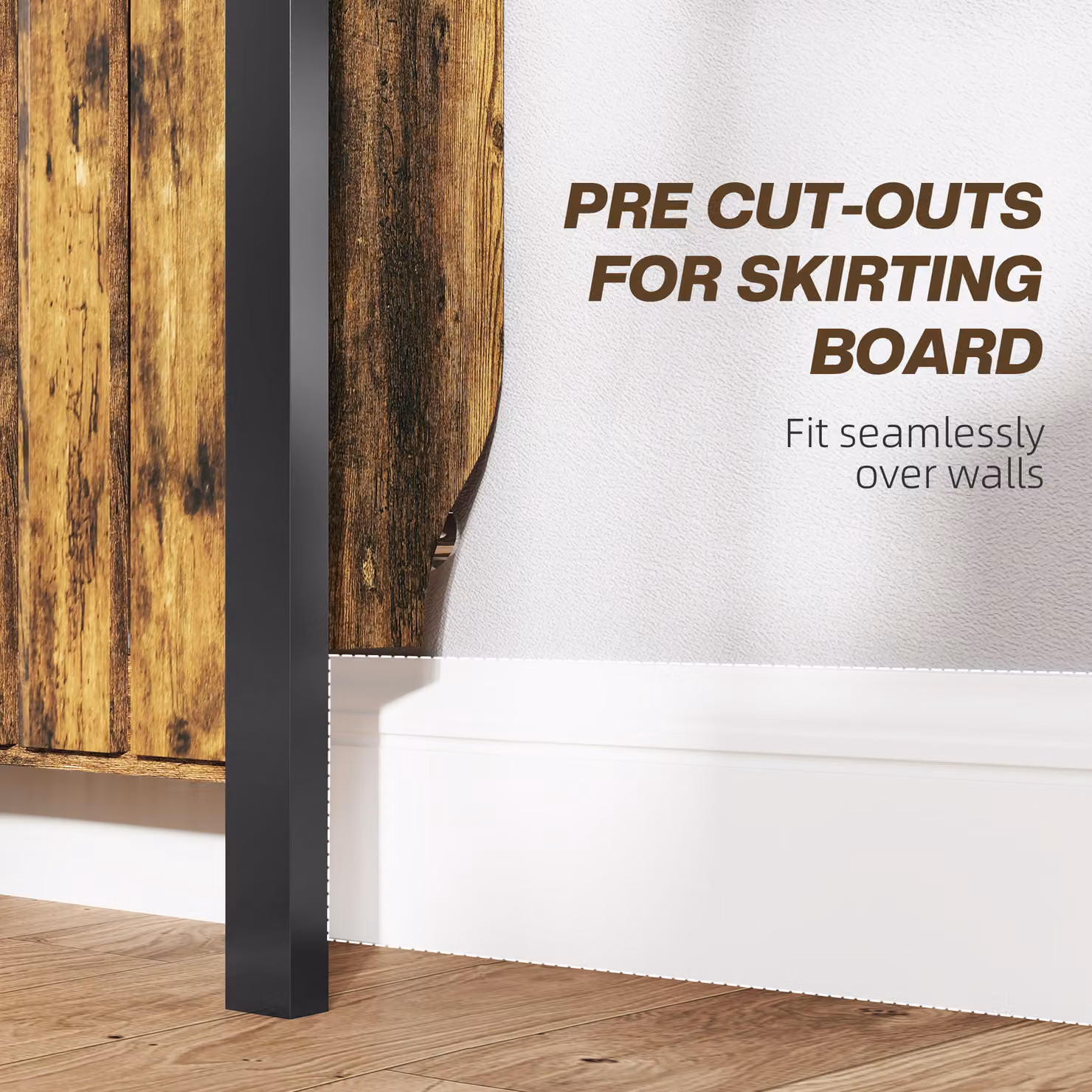 HOMCOM Rustic-Look Industrial Radiator Cover, Brown/Black, W: 93 cm, H: 88.5 cm – 5