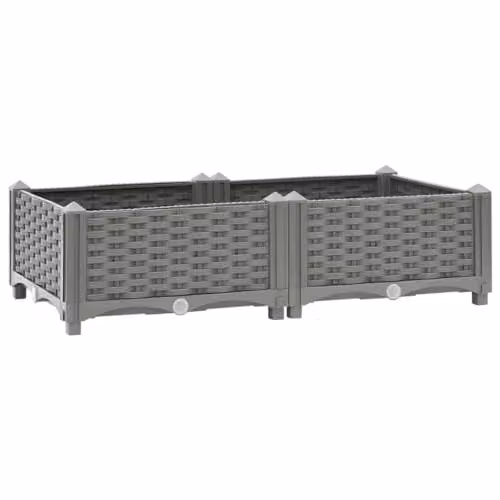 vidaXL Grey Plastic Raised Bed W/D/H: 80 x 40 x 23 cm
