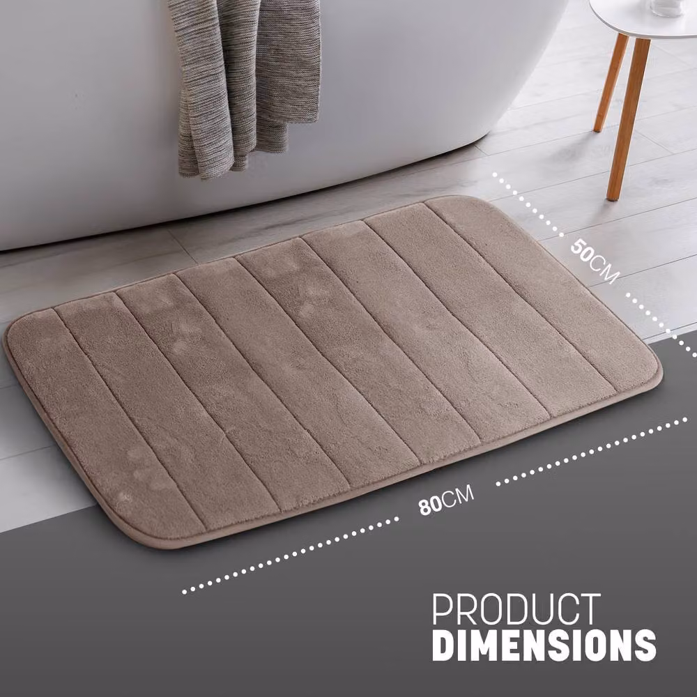 Keplin Memory Foam Bath Mat, Non-Slip and Washable, Beige, W: 80 cm, D: 50 cm – 2