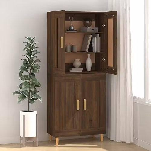 vidaXL Mid-Century Sideboard in Brown, W/D/H: 69.5 x 34 x 90 cm – 4