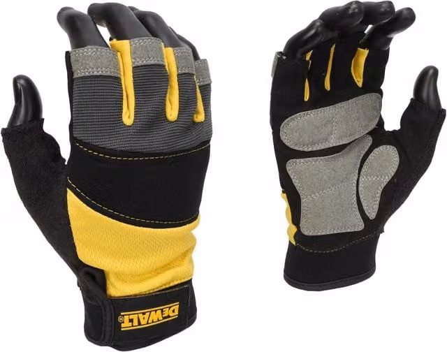 DeWalt Fingerless Performance Gloves, Large, Yellow and Multicolour