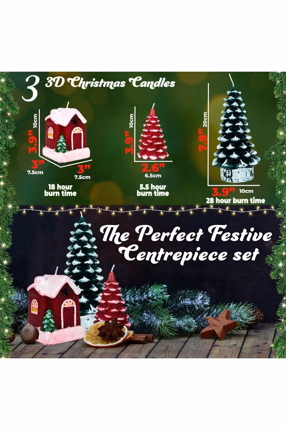 Deco Express Christmas Candle Gift Set, Gold and Multicolour, 3 Pieces – 7