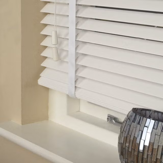Terrys Made To Measure Wood Essence 35mm Wooden Venetian Blind in True White