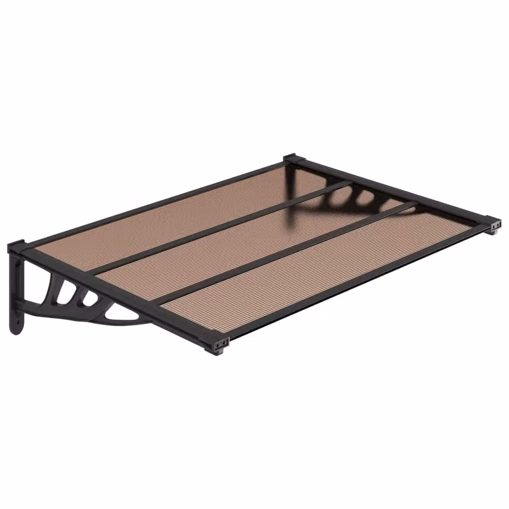 Berkfield Home Polycarbonate and Aluminium Door Canopy, Black, W: 122 cm, D: 90 cm – 2
