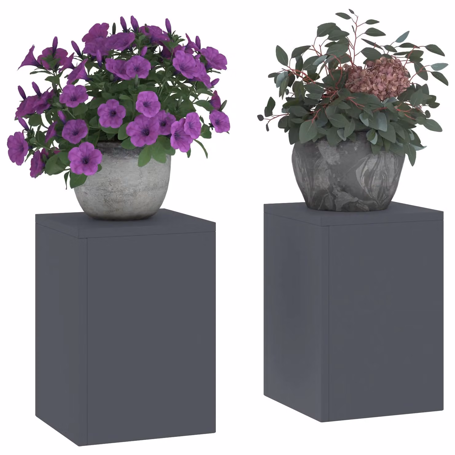 Berkfield Home Outdoor Plant Stand Pillar Set of 2 in Anthracite Steel, W/D/H: 24 x 24 x 35 cm – 2