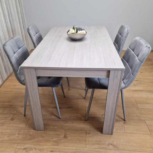 Kosy Koala Grey Modern Rectangular Dining Set with 4 Chairs