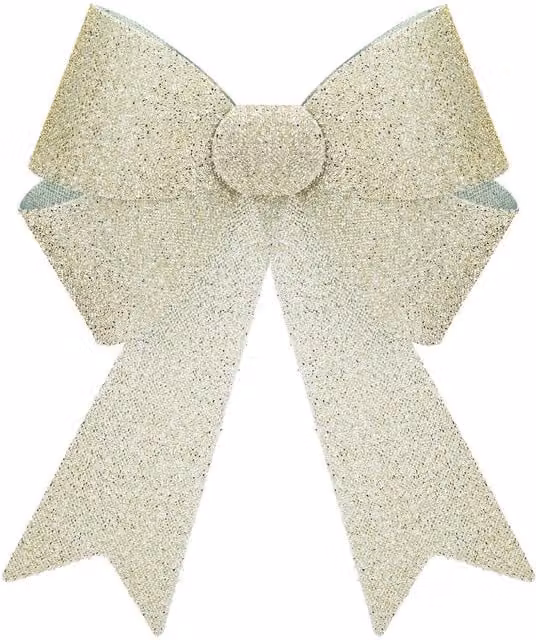 VFM e-Store Tinsel Bow Christmas Decoration in Gold and Beige, W/D/H: 22 x 32 x 7 cm – 1