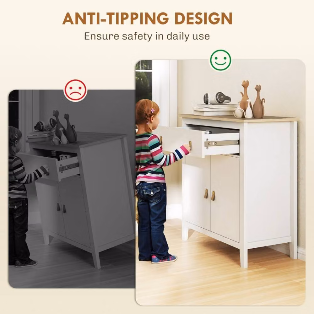 STILVORA White Matt MDF Sideboard with Soft Close Drawers – 4
