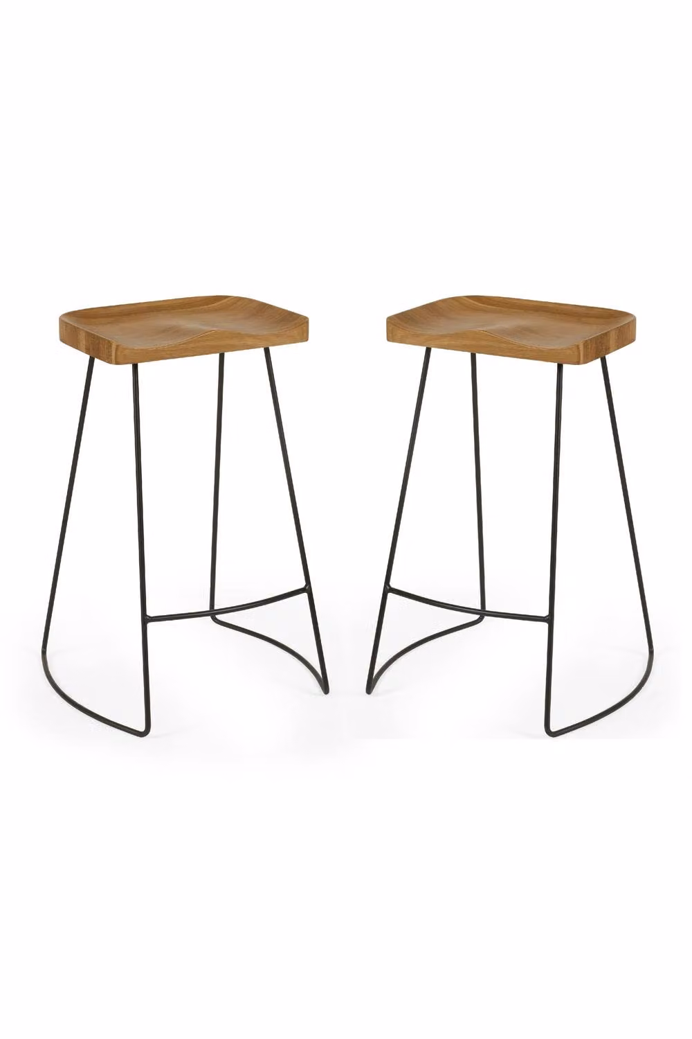 Julian Bowen Travis Retro Bar Stools Set of 2 in Light Oak and Black – 2