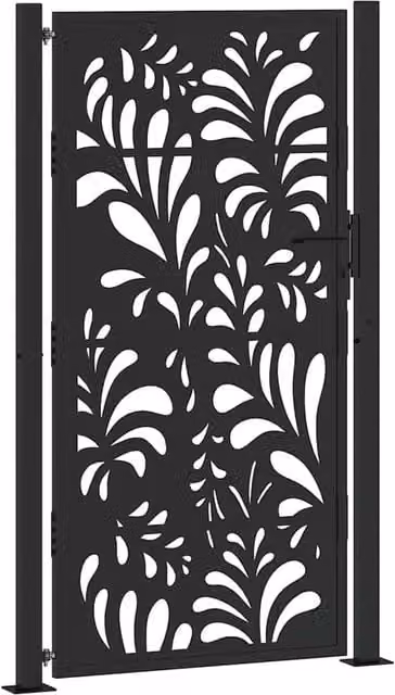Berkfield Home Black Steel Wave Design Garden Gate W: 105 cm, H: 180 cm – 1