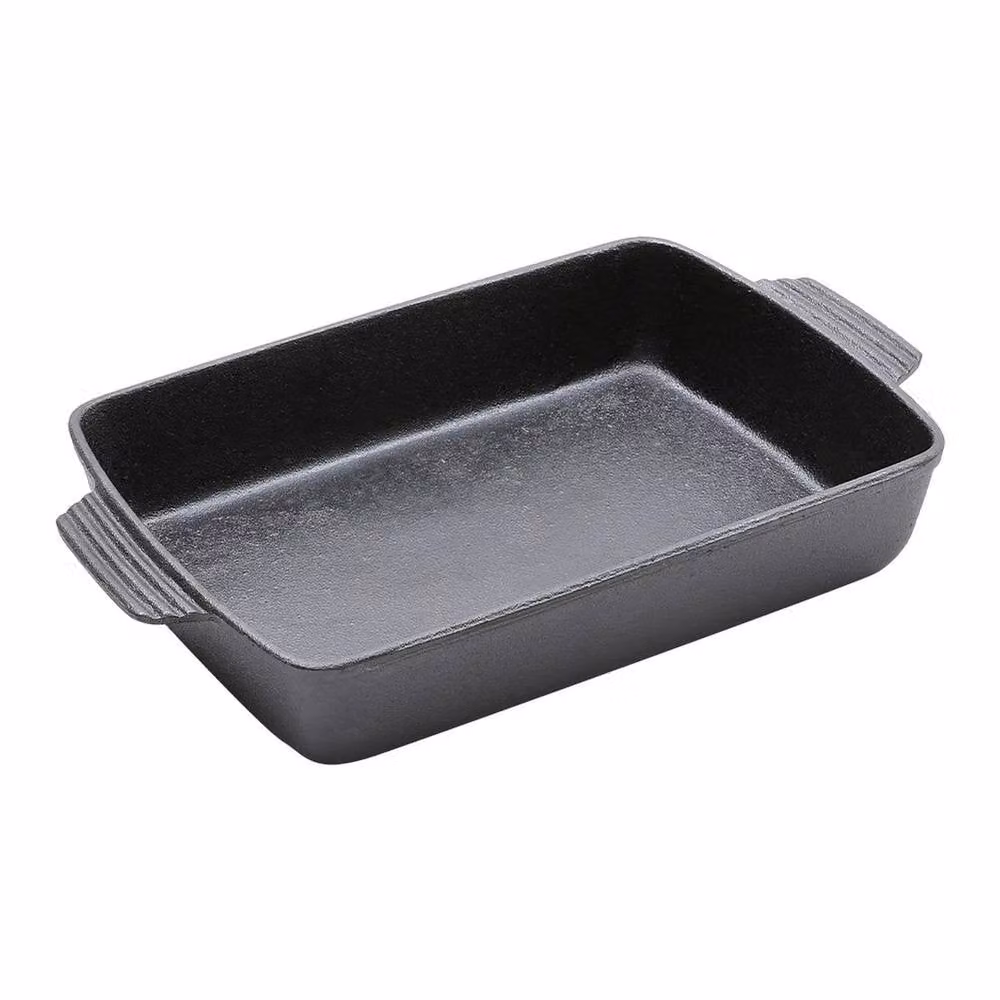 FORGEVIO Black Seasoned Cast Iron Rectangular Roasting Pan and Baking Dish – 1