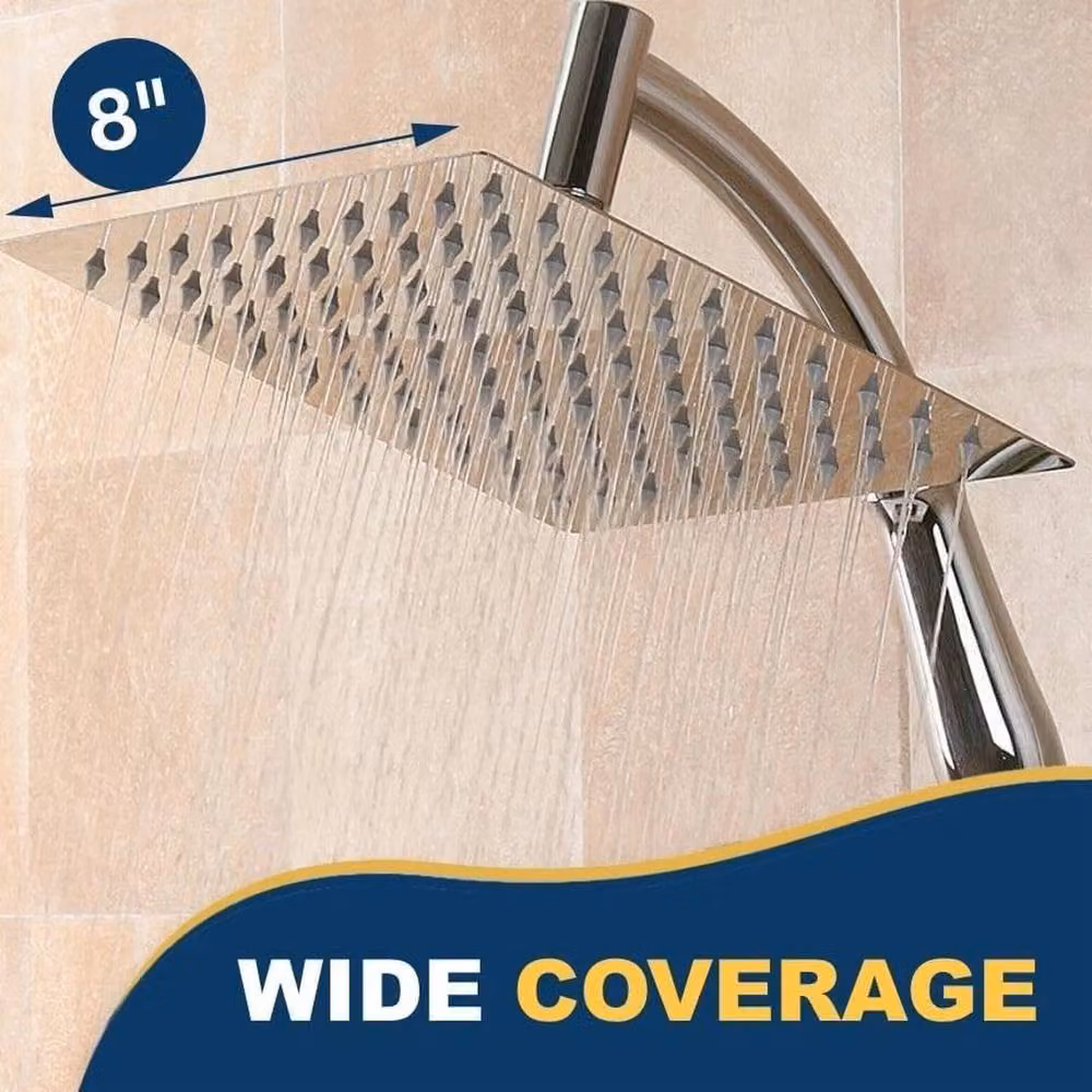 FLAVORA Chrome Square Rainfall Overhead Shower Head in Metallic Silver, W: 52 cm – 2