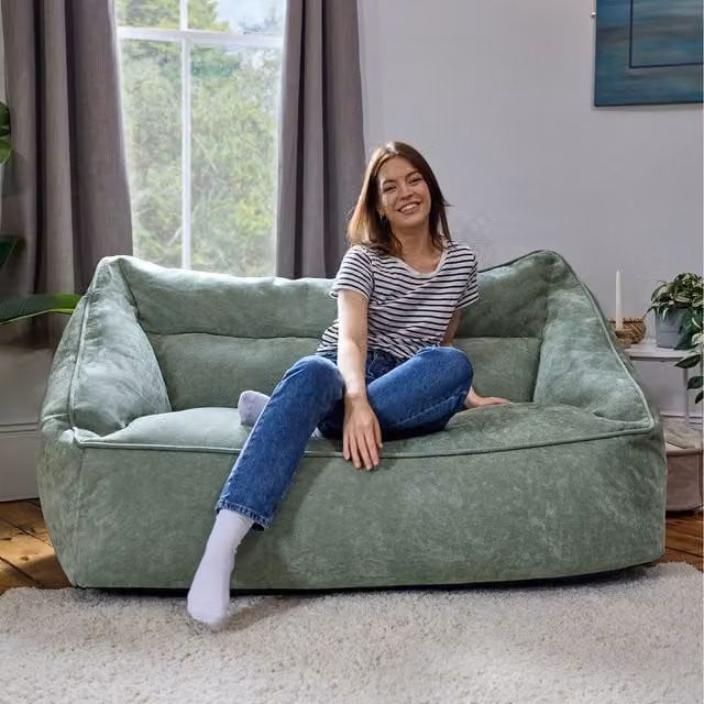 ICON Giant Chenille Bean Bag Floor Sofa in Green