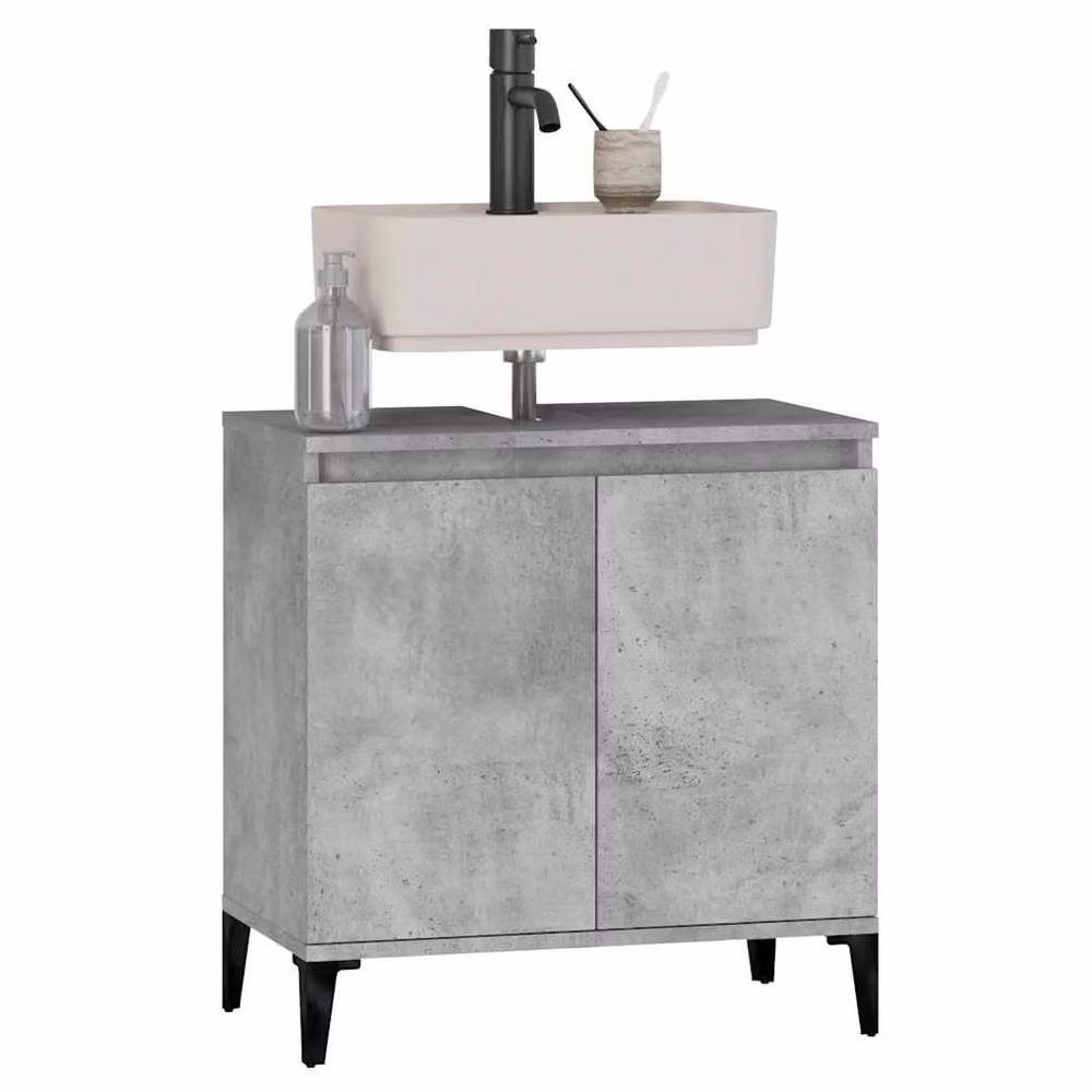 Berkfield Home Freestanding Bathroom Sink Cabinet in Concrete Grey, W/D/H: 58 x 33 x 60 cm – 3