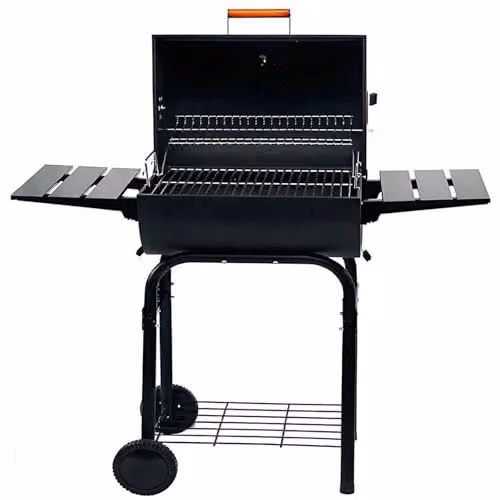 Gr8 Garden Large Charcoal BBQ Barrel Grill Smoker in Black or Grey with Thermometer, Warming Rack and Wheels – 3