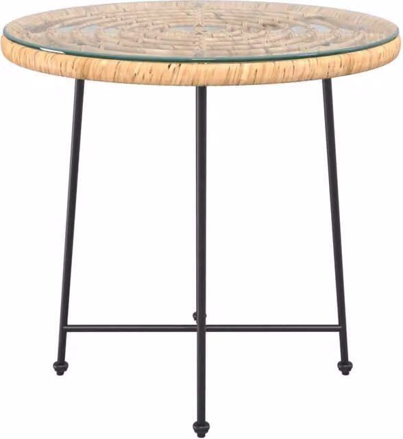 Berkfield Home Sturdy Dining Table with Transparent Glass and Steel in Beige – 1