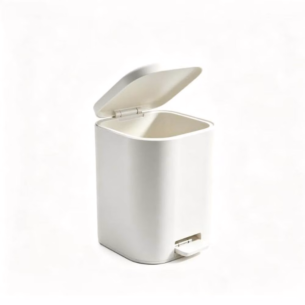 London Boutique 6L Stainless Steel Pedal Bin with Soft Close Lid and Removable Inner Bucket in White – 2