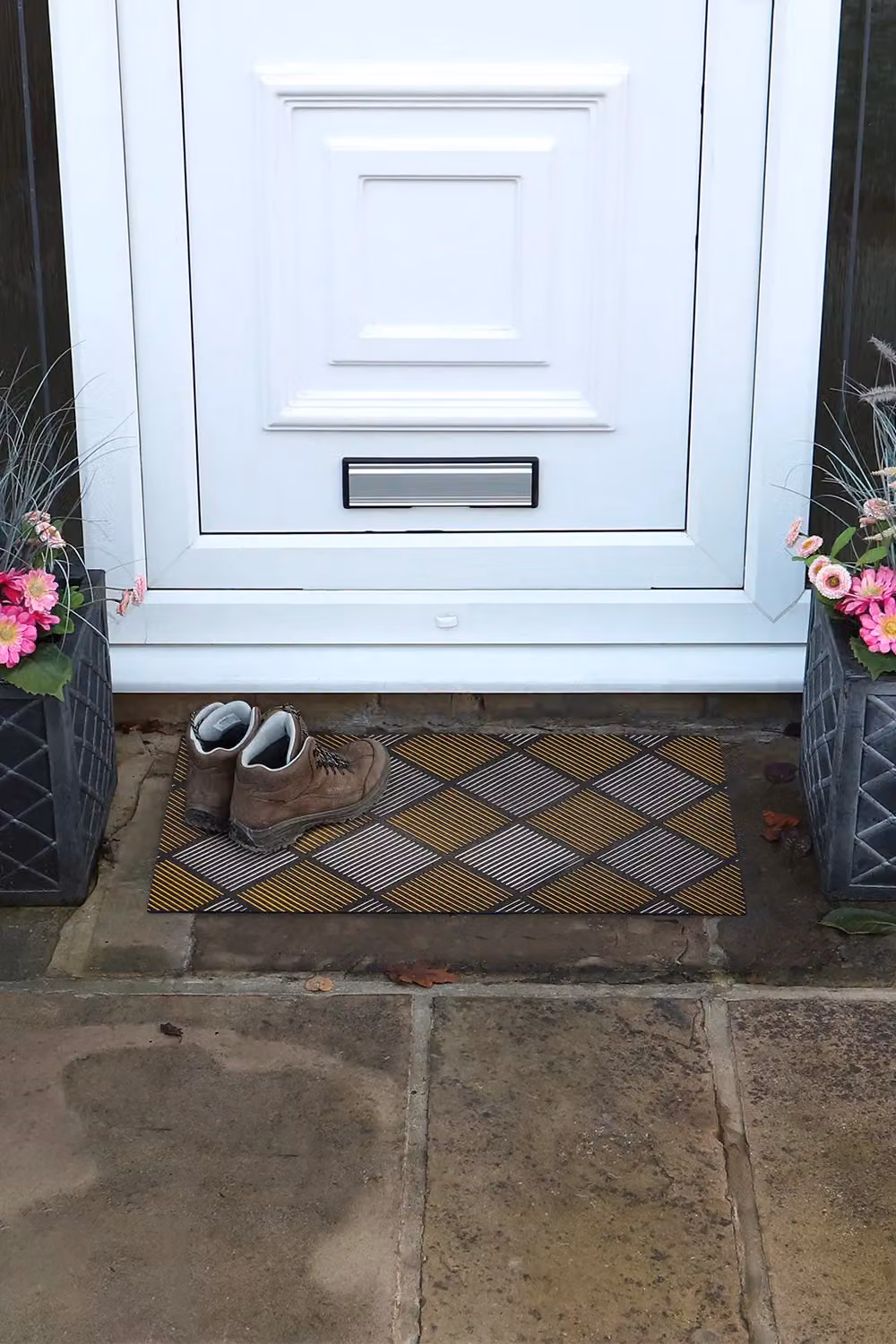 JVL Platina Scraper Rubber Doormat, Silver/Gold, W: 40 cm, D: 70 cm – 2