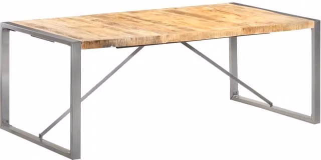 Berkfield Home Rectangular Dining Table in Brown Solid Mango Wood with X-Frame Metal Legs W/D/H: 200 x 100 x 75 cm – 1