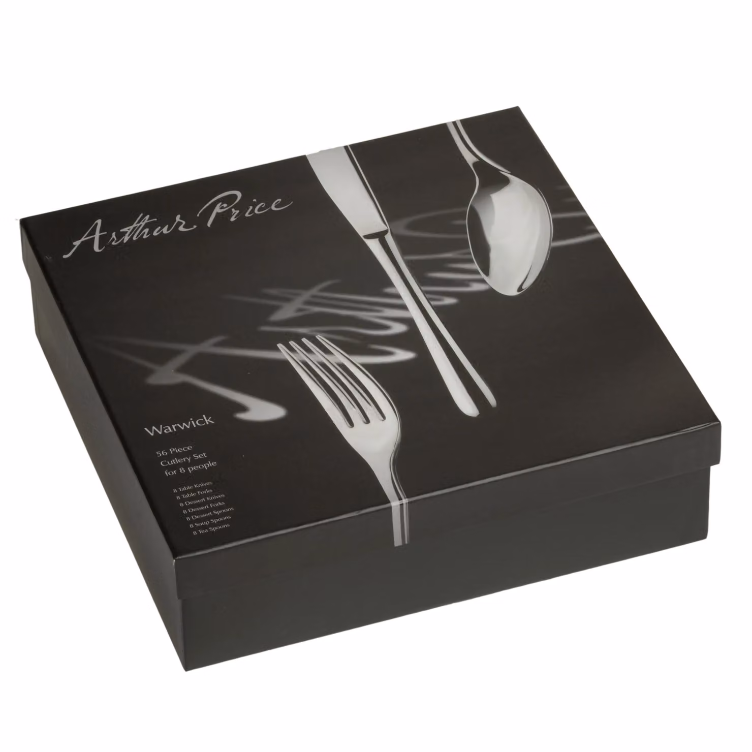 Arthur Price Signature Warwick 56 Piece Stainless Steel Cutlery Set for 8 People in Silver – 2