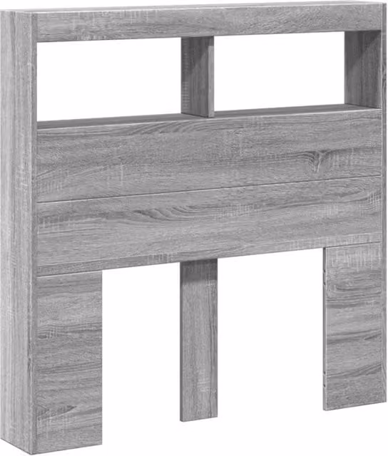 Berkfield Home Headboard Cabinet with LED in Grey Sonoma, W/D/H: 100 x 17 x 102 cm