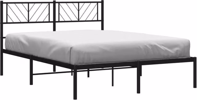 Berkfield Home Metal Bed Frame with Headboard in Black, W/D/H: 140 x 200 x 90 cm