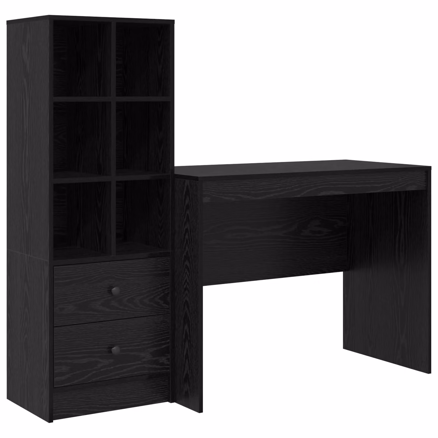 Berkfield Modern Writing Desk with Storage in Black Oak Engineered Wood – 2