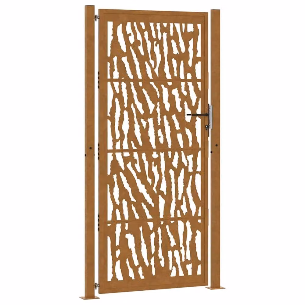 Berkfield Home Beautiful Garden Gate in Brown Weathering Steel, W: 105 cm, H: 205 cm – 2
