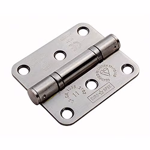 Loops Pair of Satin Stainless Steel Ball Bearing Butt Hinges, Silver, W/D/H: 76 x 67 x 2.5 mm
