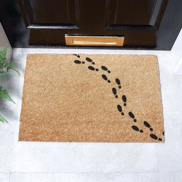 Artsy Mats Tiny Footprints Pattern Doormat in Black and Multicolour, W/D: 60 x 40 cm