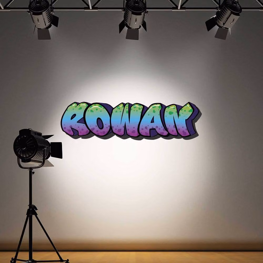 60 SECOND MAKEOVER Personalised Graffiti Name Wall Sticker in Purple, Green and Blue, Width: 60 cm – 3