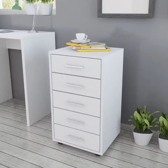 Berkfield Modern Home Office Drawer Unit with Castors, White – 1
