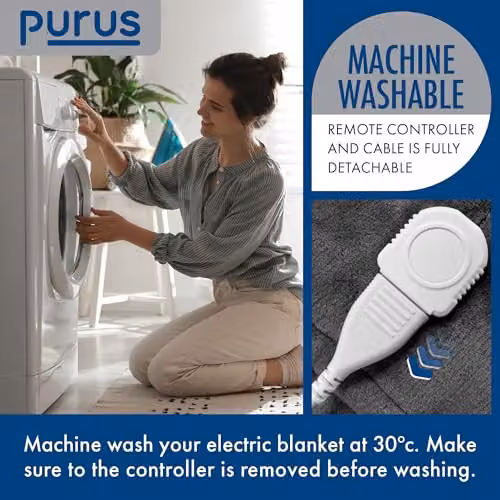 Purus Deluxe Grey XL Electric Heated Throw with Soft Fleece, Variable Heat and Timer Settings – 6