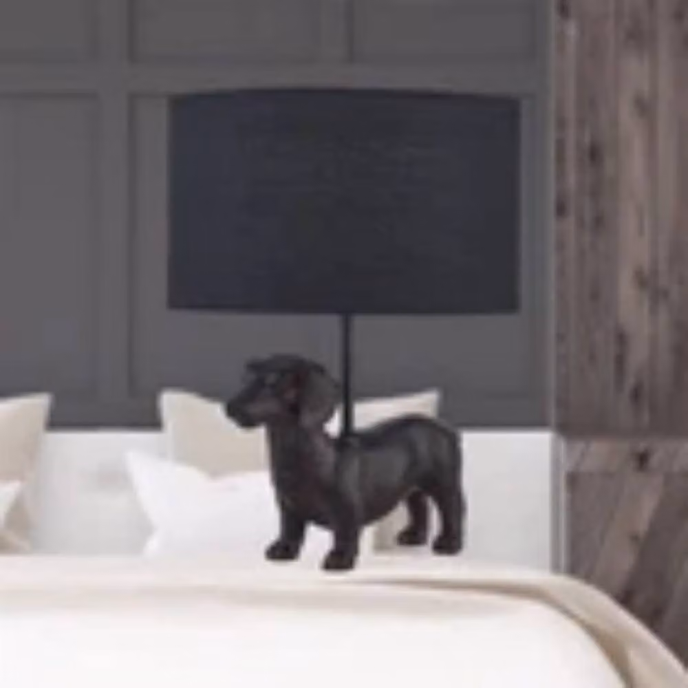 Havendro Dachshund Retro Table Lamp in Black with Fabric Shade – 4