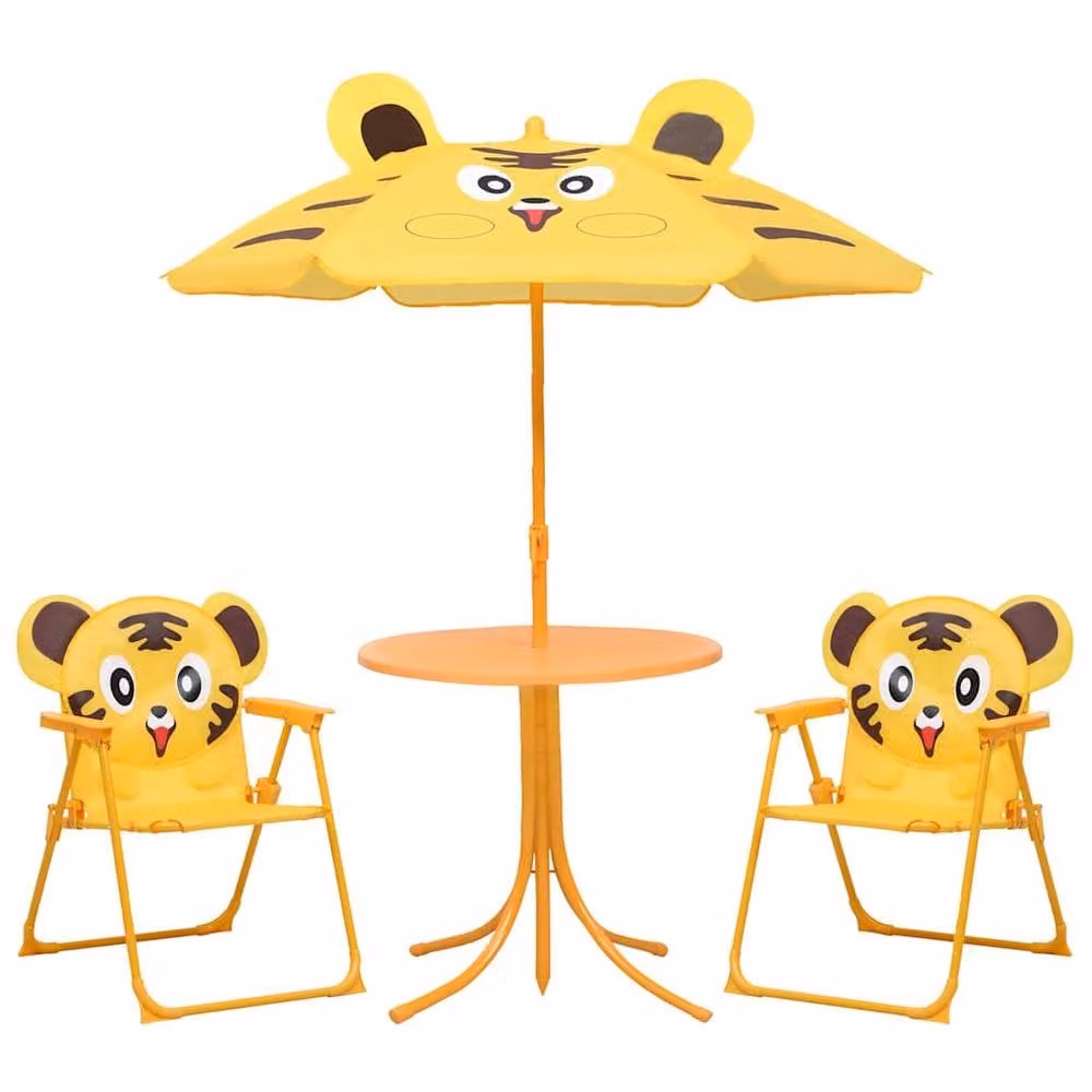 Berkfield Home 3 Piece Kids Garden Bistro Set with Parasol in Yellow