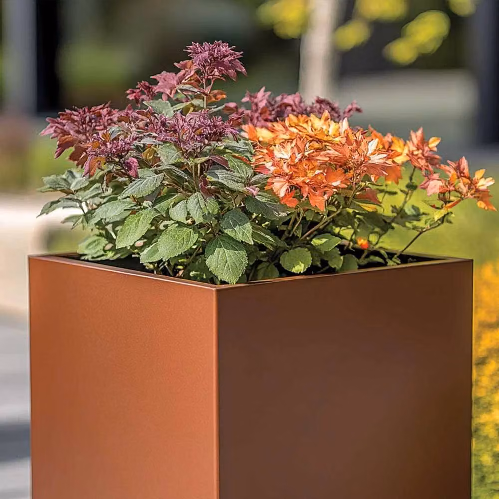Woven Wood Copper Square Planter with Galvanised Steel, 50 x 50 x 50 cm – 2
