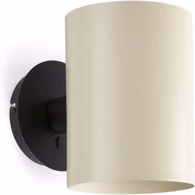 Faro Guadalupe Modern Up Down Cylinder Wall Lamp in Black and Beige