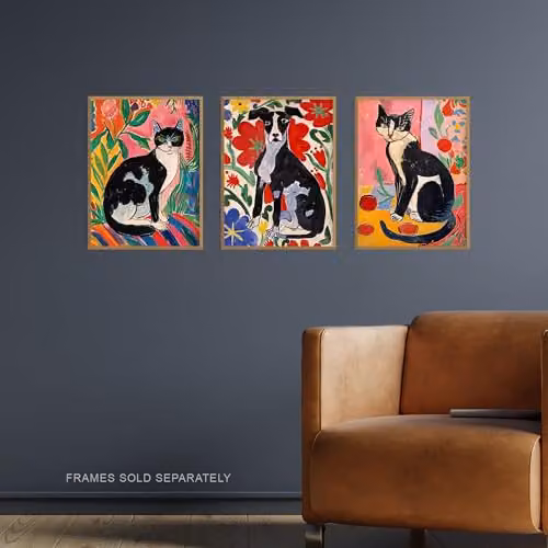 Artery8 Set of 3 Matisse Style Abstract Animal Wall Art Prints, Multicolour Paper Posters, W/H: 30 x 40.5 cm – 2
