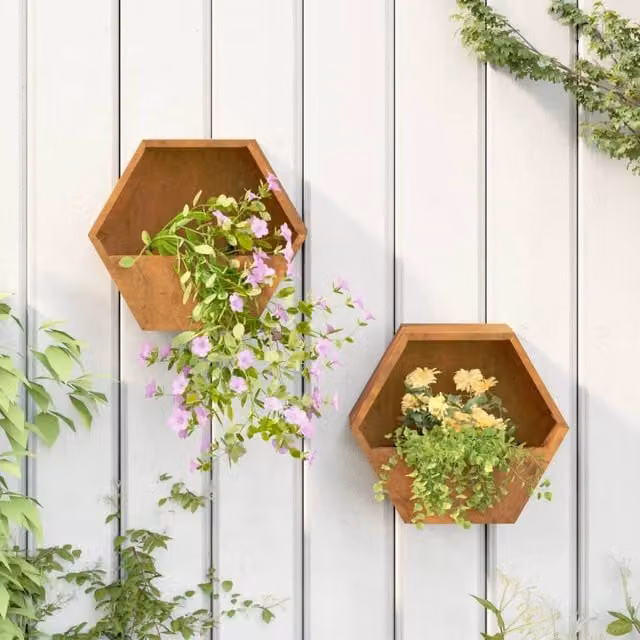 Berkfield Home Rusty Corten Steel Window Box Wall Planters, 2 Pack, Brown, W: 30 cm, D: 10 cm, H: 25 cm – 1