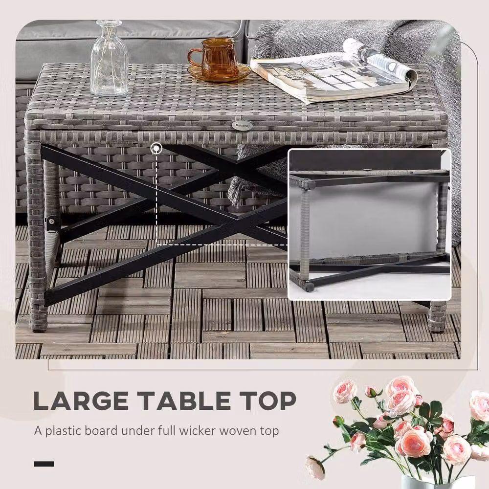 Wyld Haus Donori Mixed Grey Rattan Style Outdoor Coffee Table with X Frame W/D/H: 80 x 43 x 43 cm – 3