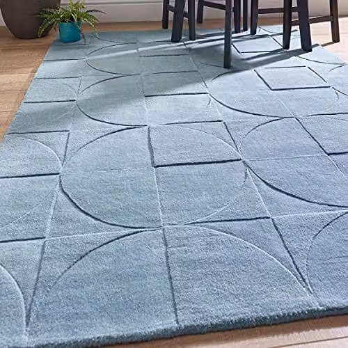 e-Rugs Penny Geometric Modern Wool Rug in Blue, W: 120 cm, L: 170 cm – 3