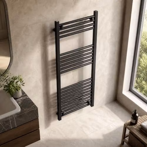 Balterley Vertical Straight Ladder Towel Rail, Matt Black, W: 50 cm, H: 120 cm – 3