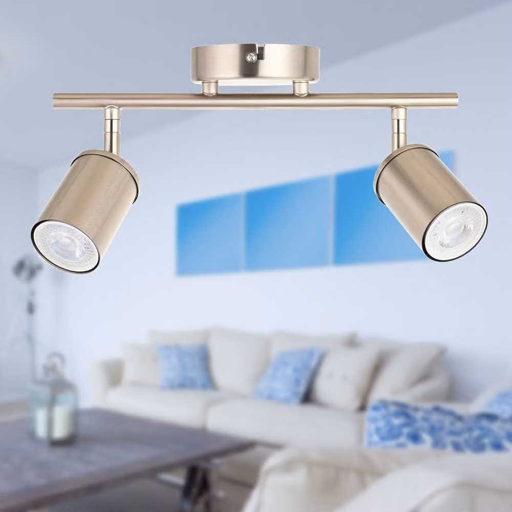 First Choice Lighting Larbert Silver Brushed Nickel 2 Way Adjustable Dimmable LED Ceiling Spotlight Fitting – 2